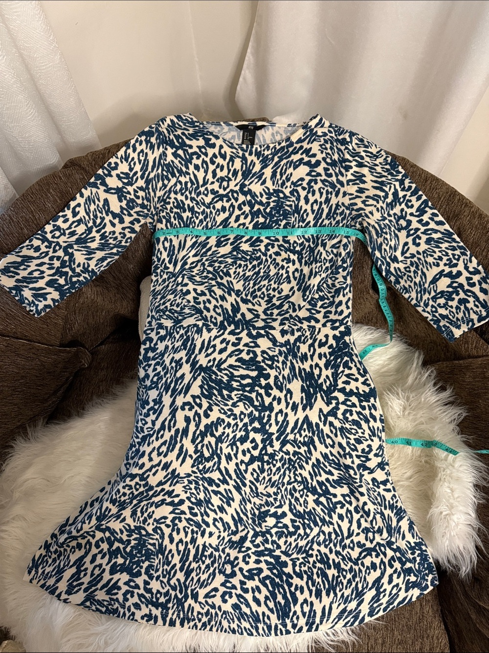 Women’s Blue and White Animal Print Dress